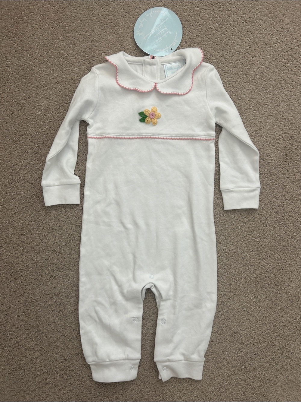 NWT Little English white daisy crochet playsuit